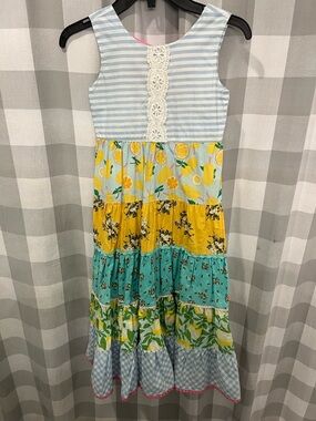 Matilda Jane Blue, Yellow & Teal Tiered Lemon Print Sundress